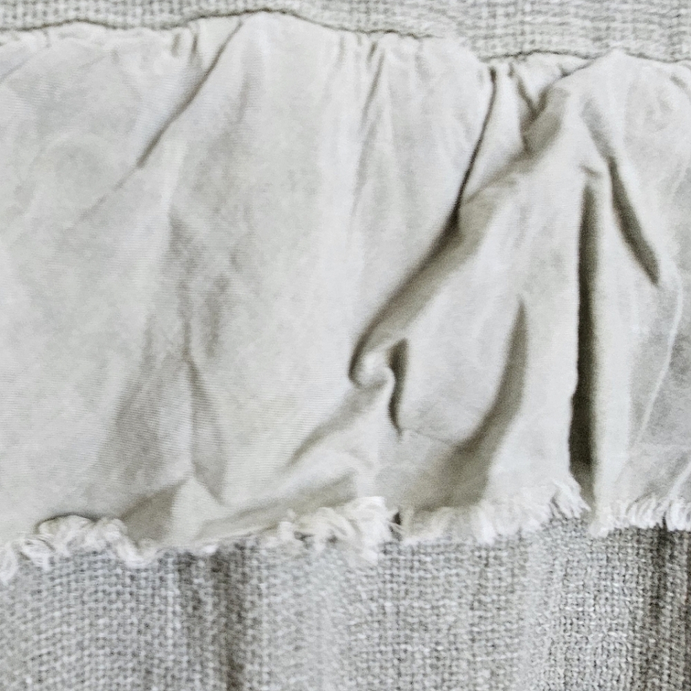 TEMPO PARIS Linen & Cotton Ruffled Faded Olive Sleeveless Midi Dress Size M - Picture 10 of 12